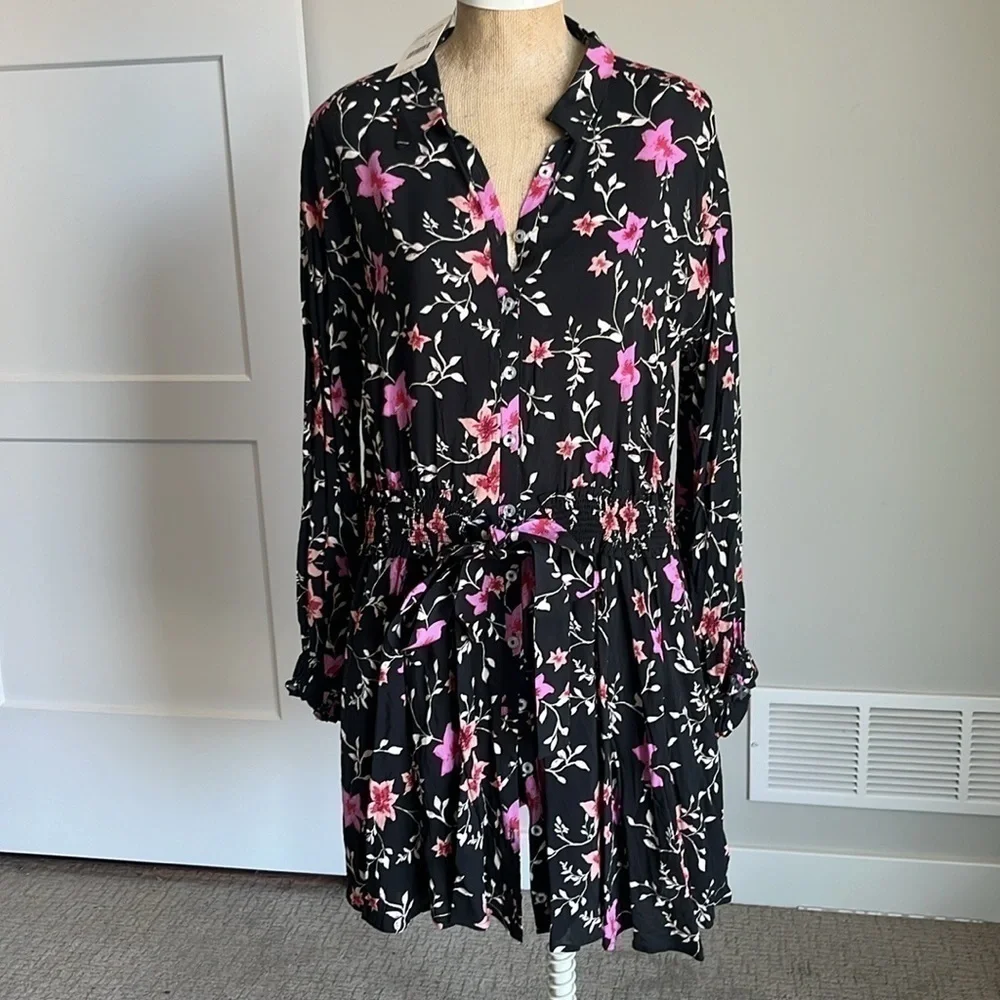 Free People Lighten Up Floral Mini Dress Medium NEW!